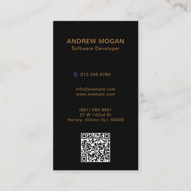 Customizable Software Developer Black Color Business Card (Front)