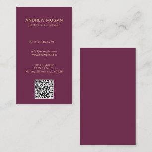 Customizable Software Developer Burgundy Color Business Card