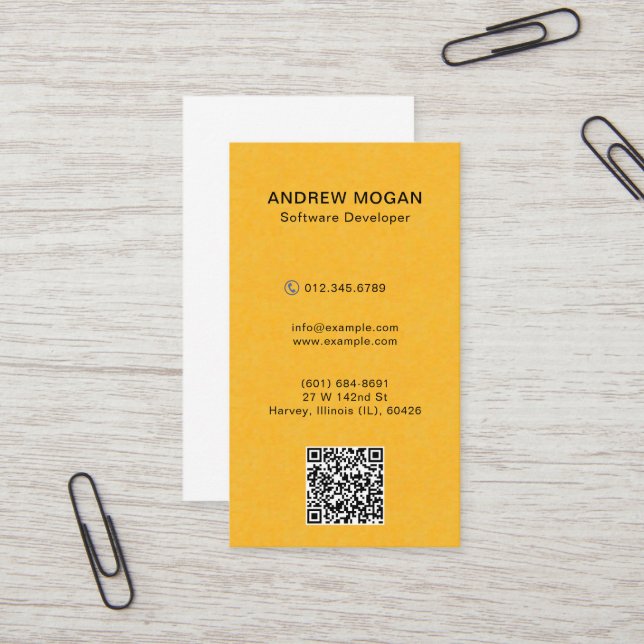 Customizable Software Developer H Mustard Business Card (Front/Back In Situ)