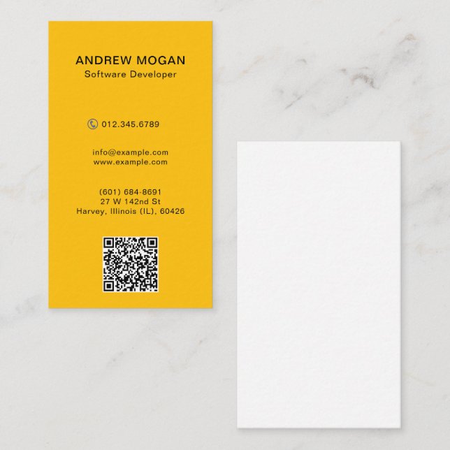 Customizable Software Developer Orange Color Business Card (Front/Back)