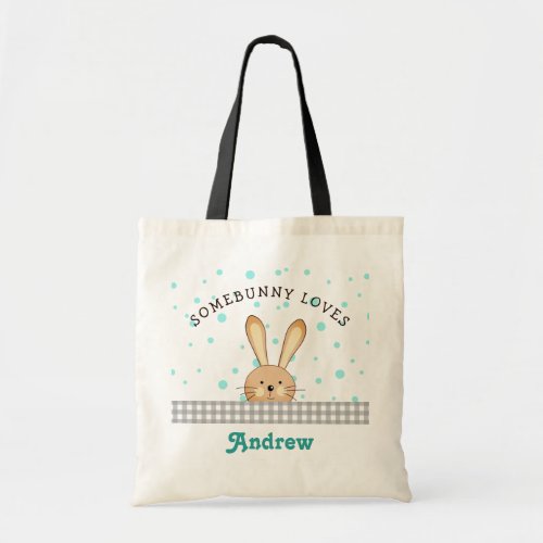 Customizable Somebunny Loves You Easter Tote Bag