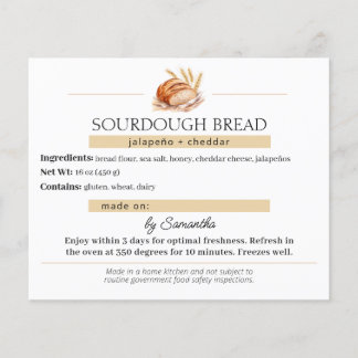 Customizable Sourdough Bread Care Card