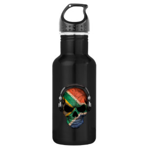 Customizable South African Dj Skull and Headphones Water Bottle