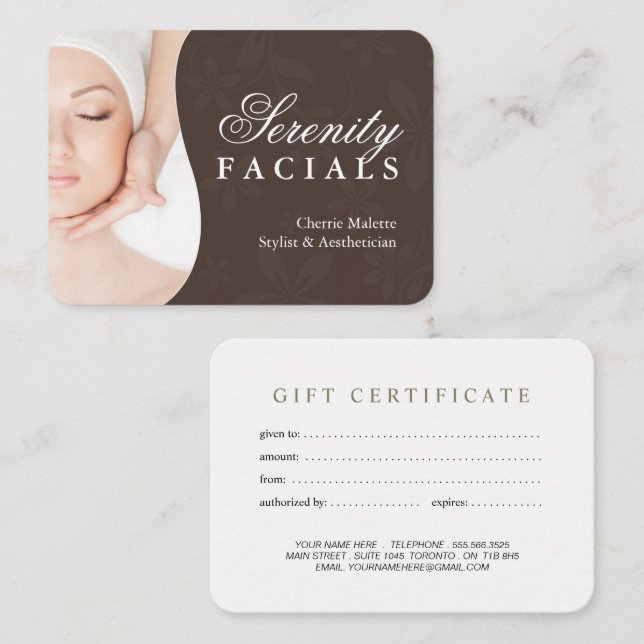 Customizable Spa Gift Certificate (Front/Back)