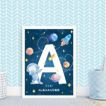 Customizable Space Adventure Letter 'A' Poster