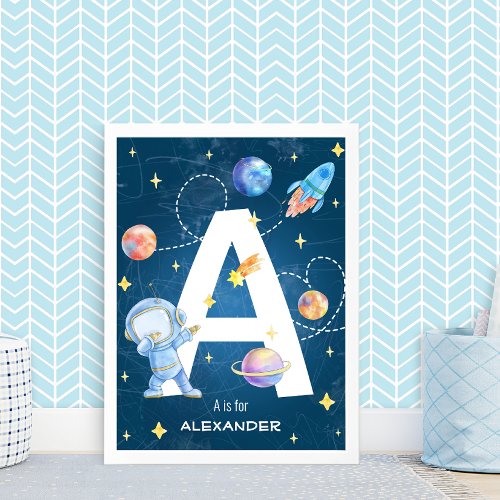 Customizable Space Adventure Letter A Poster