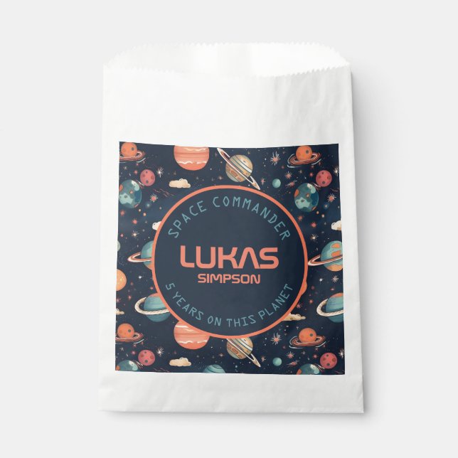 Customizable Space paper favor bag- Add your text Bag (Front)