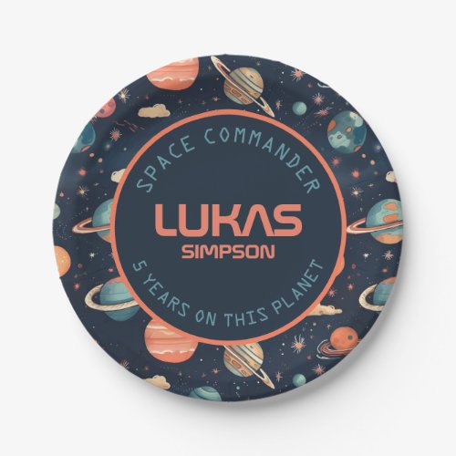 Customizable Space paper plate _ Add your text