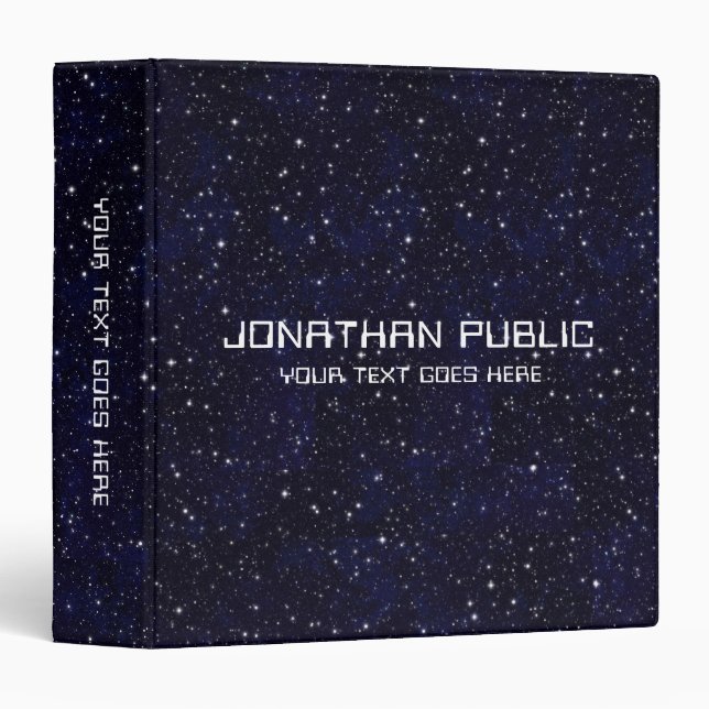 Customizable Space Stars Universe Black Template 3 Ring Binder (Front/Spine)