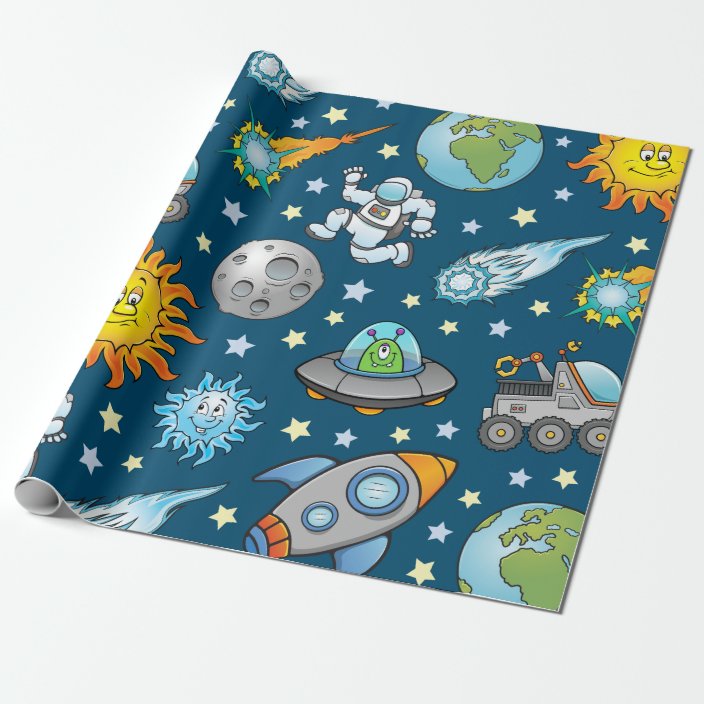 Customizable Space Theme Wrapping Paper