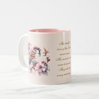 Customizable Sparrow Bible Verse Blush Pink Two-Tone Coffee Mug