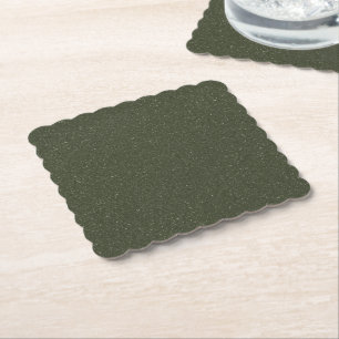 Customizable Speckled Moss Green Paper Coaster