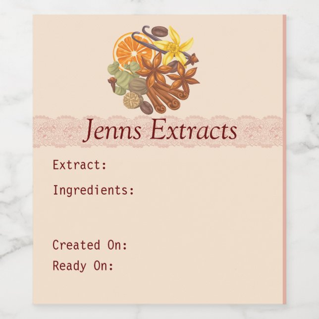 Customizable Spices and Seasonings and Extracts  Wine Label (Single Label)