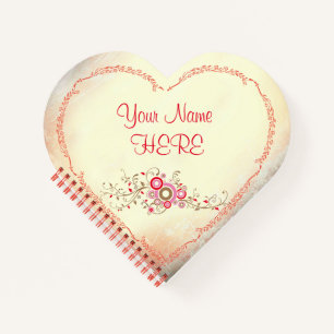 Customizable Spiral Heart-shaped notebook