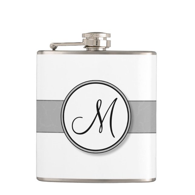 Customizable Split Monogram Seal Template Flask (Front)