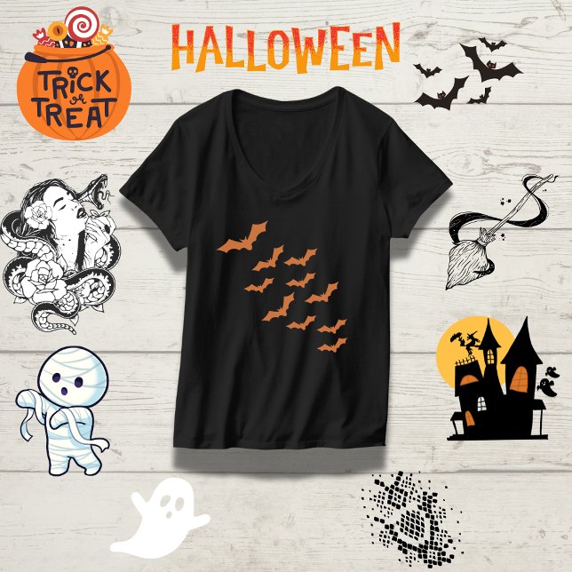 Customizable Spooky Bat Border Family Halloween  T-Shirt (Creator Uploaded)