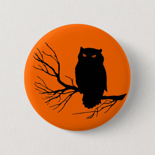 Customizable Spooky Owl Pinback Button