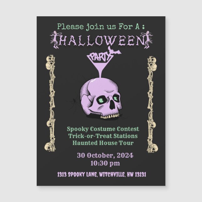 Customizable Spooky Skull Halloween Invitation  (Front)