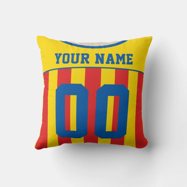 Customizable Sports Jersey Template Pillow, Soccer Throw Pillow (Back)