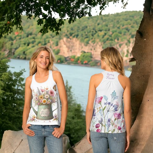 Customizable Spring Floral Watercolor Girly Tank Top