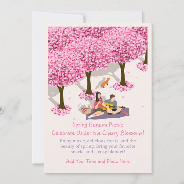 Customizable Spring Hanami Picnic Invitation (Front)