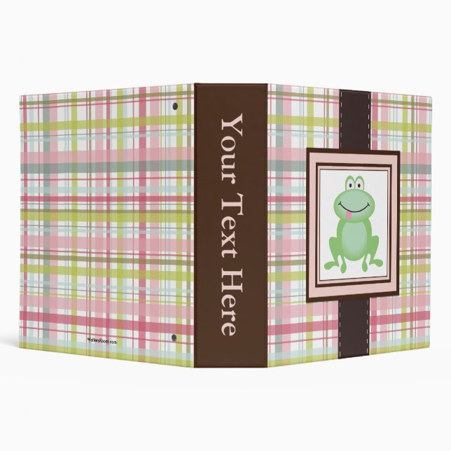 Customizable Spring Plaid Album with Photo Front 3 Ring Binder (Background)