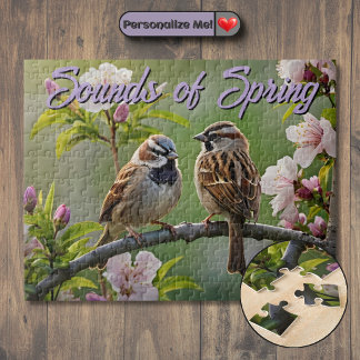 Customizable Spring Sparrows Jigsaw Puzzle