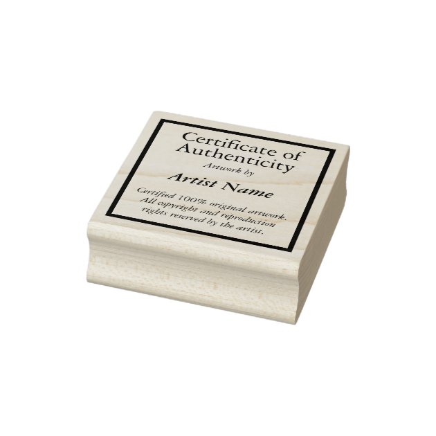 Customizable Square Certificate of Authenticity Rubber Stamp | Zazzle