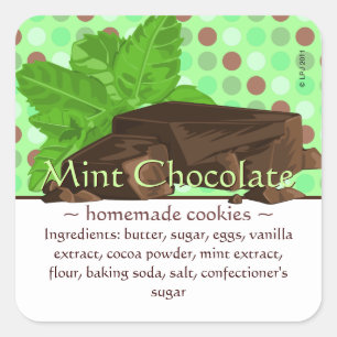 Customizable Square Mint Chocolate Stickers