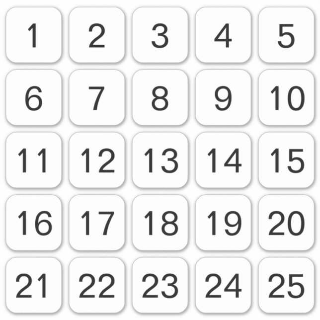 Customizable Square Number Stickers Black  (Front)