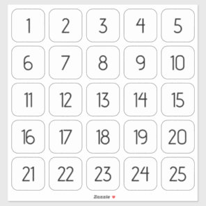 Customizable Square Number Stickers Black on White