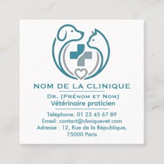 Customizable Square Veterinary Business Card