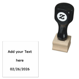 Customizable Square Wooden Handle Art Rubber Stamp