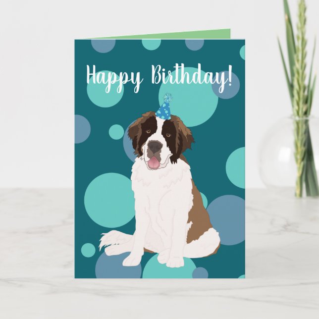 Customizable St Bernard Birthday  Card (Front)