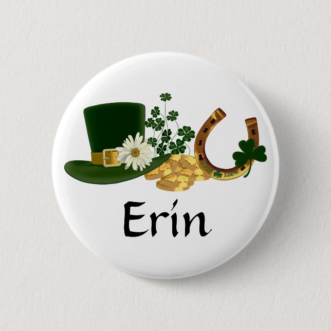 CUSTOMIZABLE St. Patrick's Day Design Pinback Button (Front)