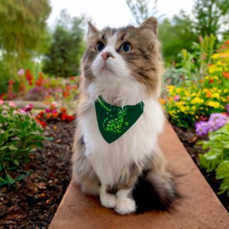 Customizable St. Patrick's Day Green Shamrocks Cat Pet Bandana Collar