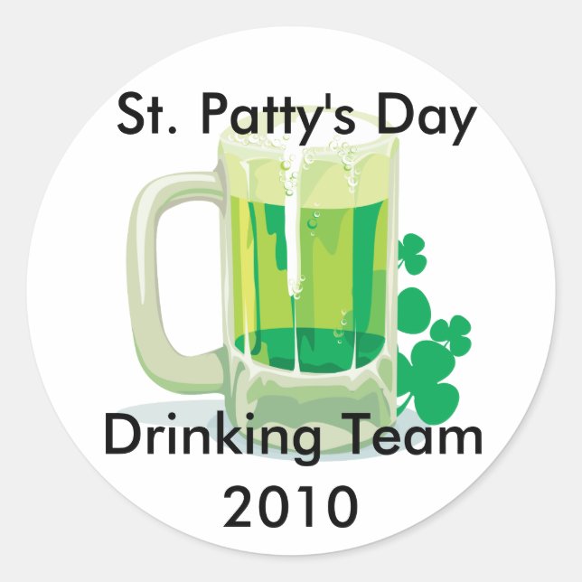 Customizable St. Patricks Drinking Team Stickers (Front)