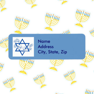 Customizable Star of David & Dreidel Label