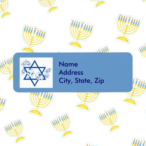 Customizable Star of David & Dreidel Label