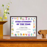 Customizable Star Student of the Year Class Award<br><div class="desc">Introducing the Customizable Star Student of the Year Class Class Award, a meaningful way to recognize students who have shown remarkable growth and dedication! This elegant award features a stylish design that celebrates improvement and hard work. Personalize it with the student's name, date, and any special message to make it...</div>
