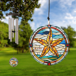 Customizable Starfish Stained Glass Look  Wind Chime