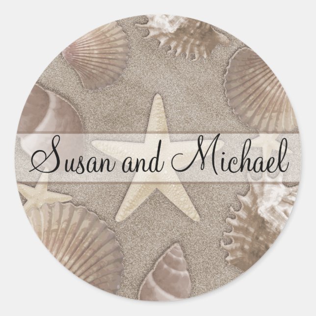 Customizable Starfish Wedding Stickers (Front)