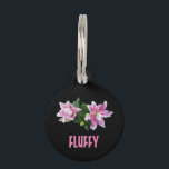Customizable stargazer oriental pink lilies pet ID tag<br><div class="desc">stargazer oriental lilies,  stylish elegant design,  background set to black but you can change to your favorite color,  coordinate with matching leash and bed</div>