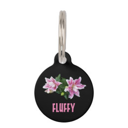 Customizable stargazer oriental pink lilies pet ID tag