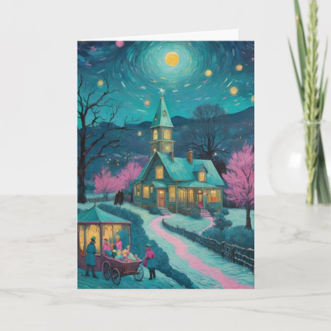 Customizable Starry Night Unique Christmas Card (Front)