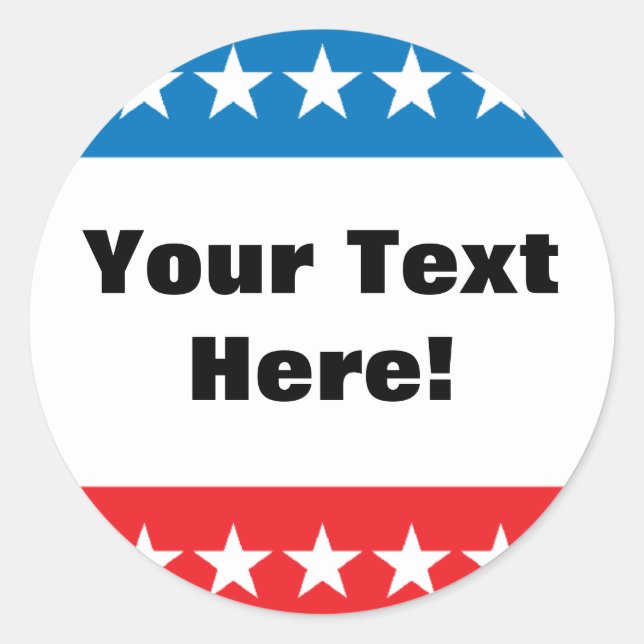 Customizable Stars and Stripes Design Classic Round Sticker (Front)
