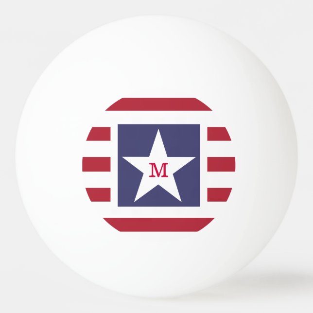 Customizable Stars and Stripes USA Momogram Ping Pong Ball (Front)