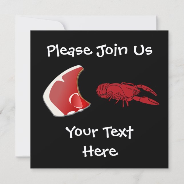Customizable Steak and Lobster  Invitation (Front)