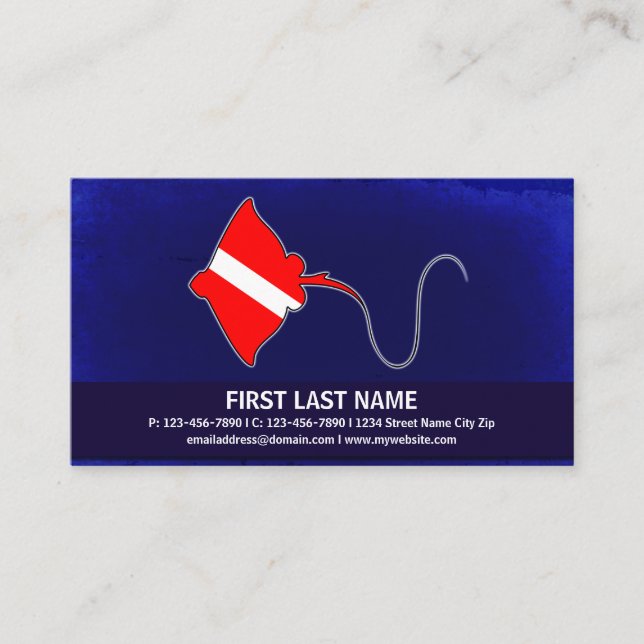 Customizable stingray dive flag business cards (Front)