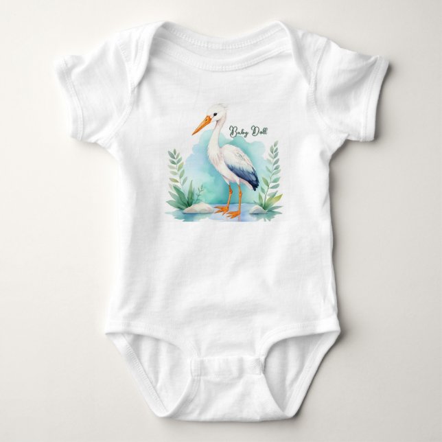 Customizable Stork Nursery set Baby doll Bodysuit (Front)